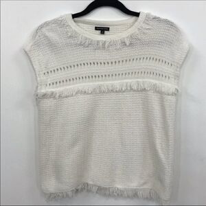 Who What Wear White Fringe Knit Top Size Medium